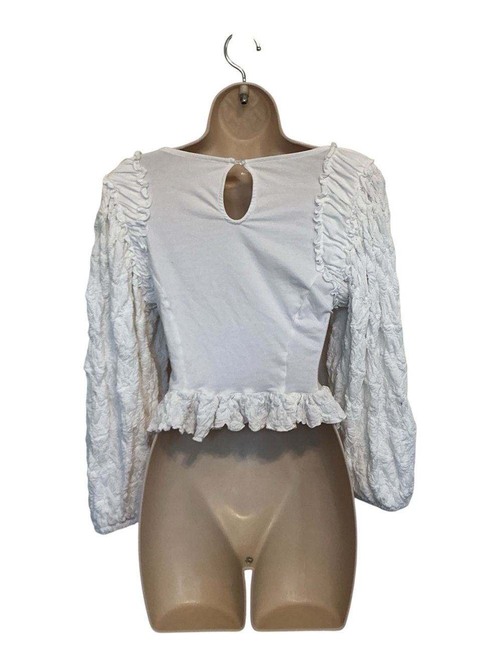 Free People Olivia Top Balloon Sleeves Cropped Ruffle Blouse Size XL Boho - Picture 6 of 10